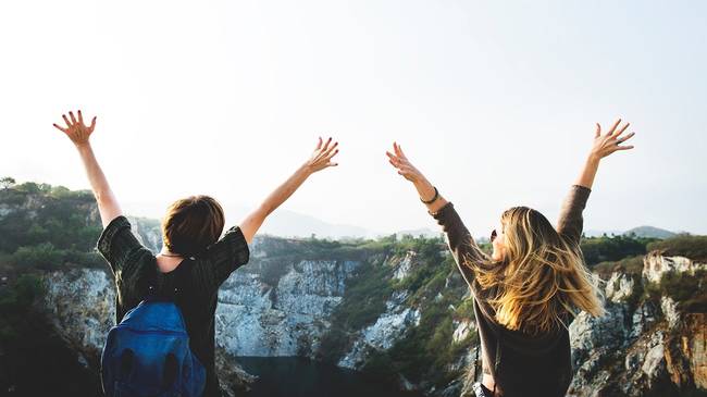Good friends hiking